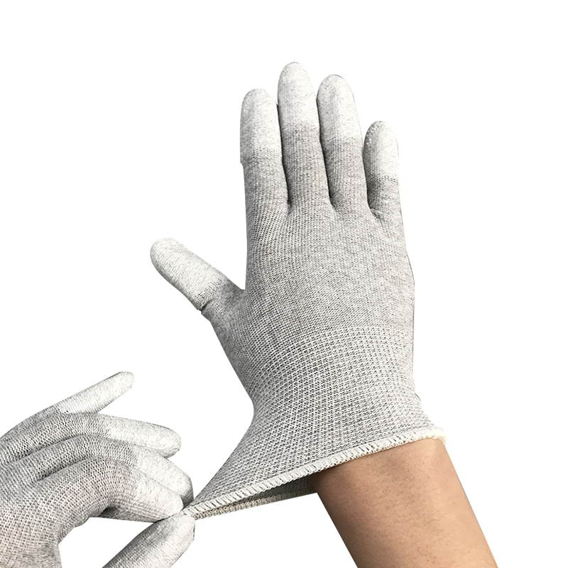 Guanto rivestito di finger PU in fibra di carbonio ESD
