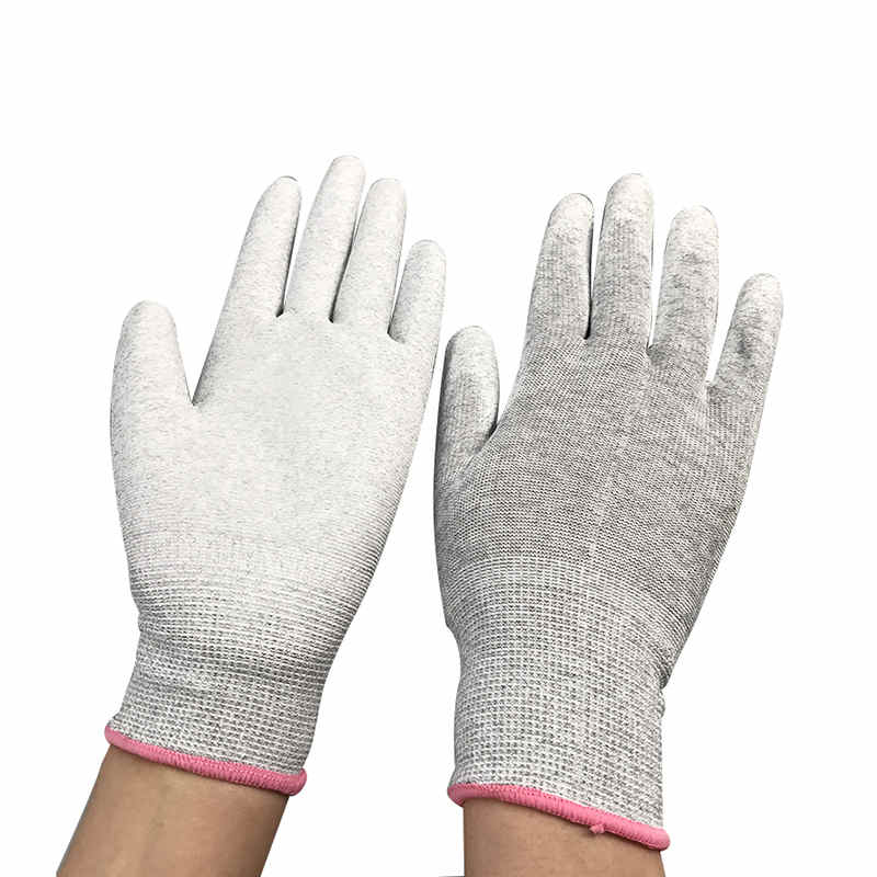 Guanto rivestito in nylon in fibra di carbonio ESD Palm